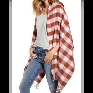 Madewell Pink Buffalo Plaid Cape Scarf